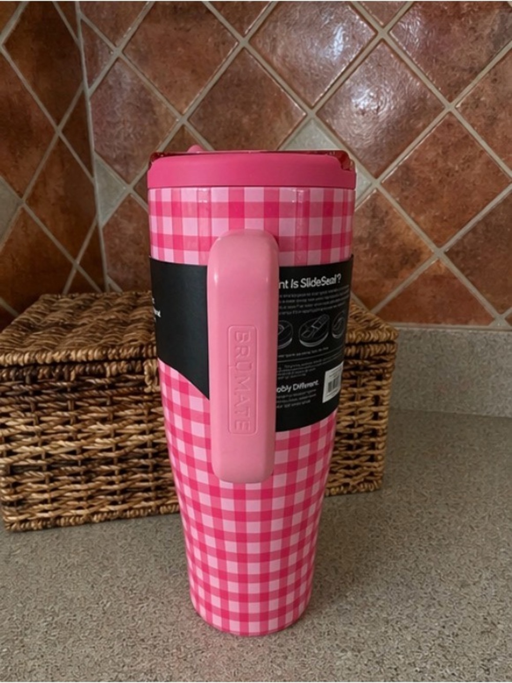 BNIB Brumate Pink Gingham 40 oz. Era Flip - Picture 2 of 5